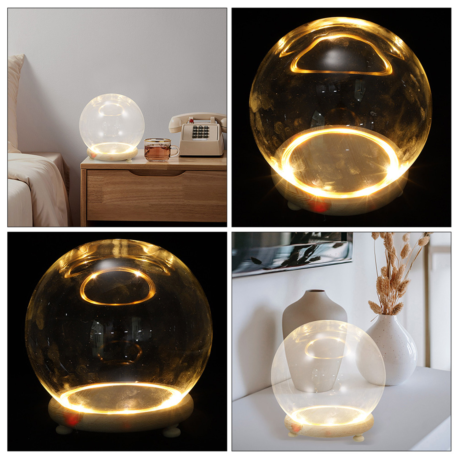 Plastic Dome Clear - Glasvitrine mit Holzsockel für Konservierte Blumen,