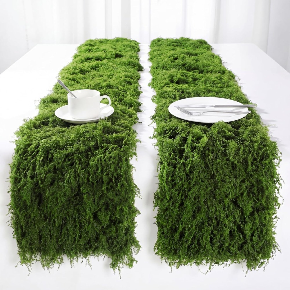 Sphagnum Moss Dry - Künstliche Moosmatte 30x180cm, Kunstgras-Tischläufer, Grüne Moos-Dekoration,